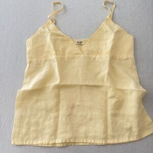 Brandy Melville J Galt Womens Linen Cami Top Yellow Tie Back Size S‎ Cottagecore
